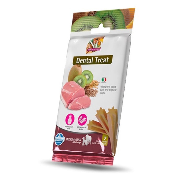 FARMINA N&D Tropical Selection Dental Treat Pork Medium/Maxi 100 g recompense dentare pentru caini de talie medie si mare