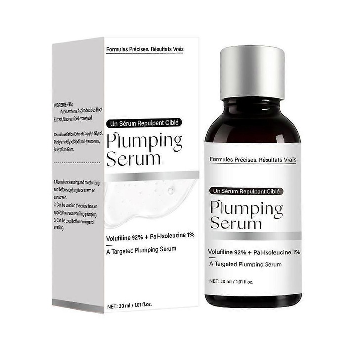Arcszérum, öregedésgátló szérum Volufiline 92%-kal, Pal-Isoleucine 1%-kal és Niacinamide 2%-kal, volumenért és feszességért, szilikonmentes, fekete/fehér, 30 ml