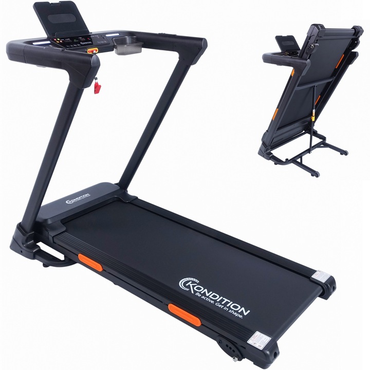 Banda alergare Kondition 7510, motor brushless 2CP, viteza 1-13.5km/h, suprafata alergare 121.5 X 45 cm, 12 programe, inclinare manuala max. 5%, App Fitshow/Kinomap/Zwift, pliabila, greutate maxima utilizator 110 kg - Imaginea 1 din 9