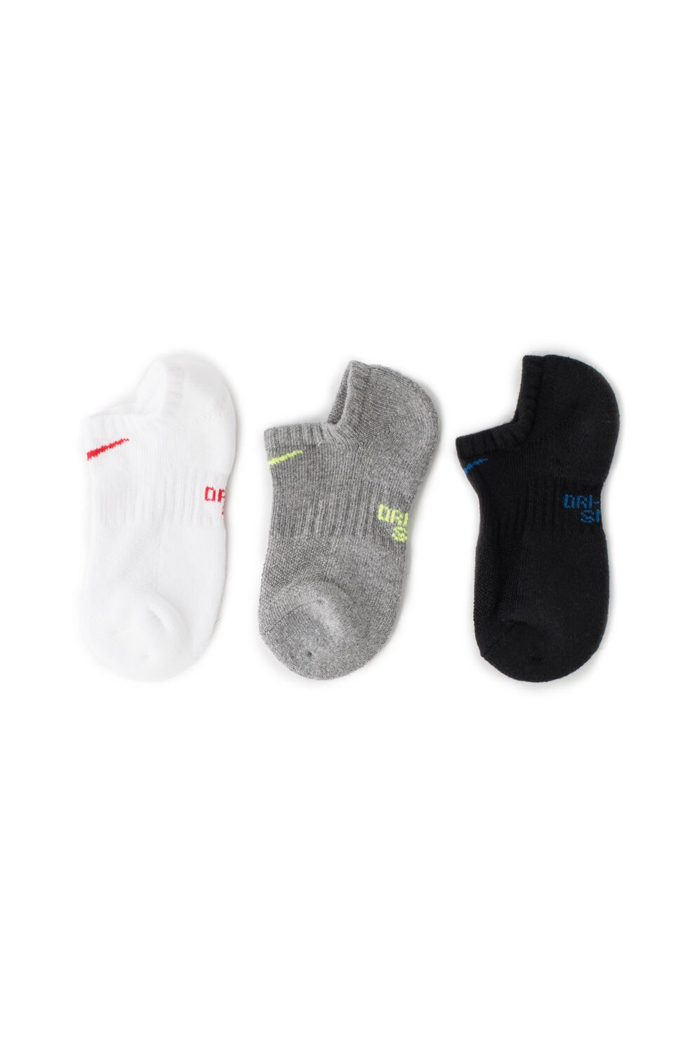 Nike, Set 3 perechi de sosete, unisex, cu talpa moale si logo, Alb/Negru, Alb/Negru
