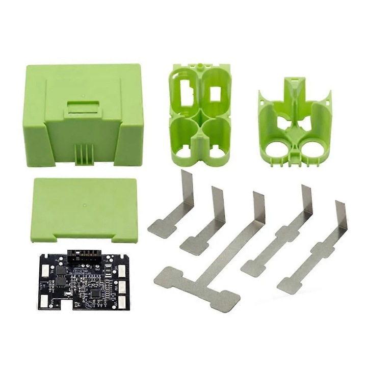 Carcasa baterie / cutie acumulator compatibila Roomba i7/i7+/i4+/i3/i3+/E5/E6, cu placa de protectie si BMS integrat, doar carcasa fara baterie, ABS+PCB, Verde, 1 set