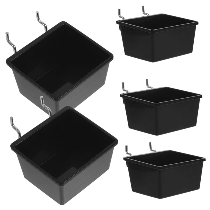 5 db strapabíró rendszerező doboz perforált panelhez, fekete, 5x15x10cm