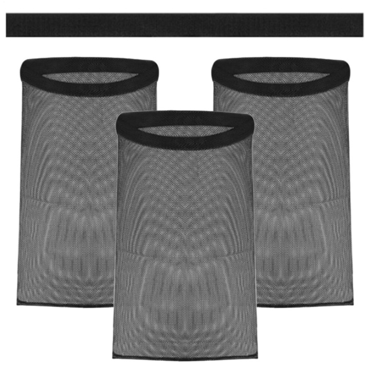 Kit colector scame pentru uscator, pentru furtun ventil 4 inch, saci colectori reutilizabili si lavabili, montare rapida fara scule cu benzi adezive, Negru, 3 saci