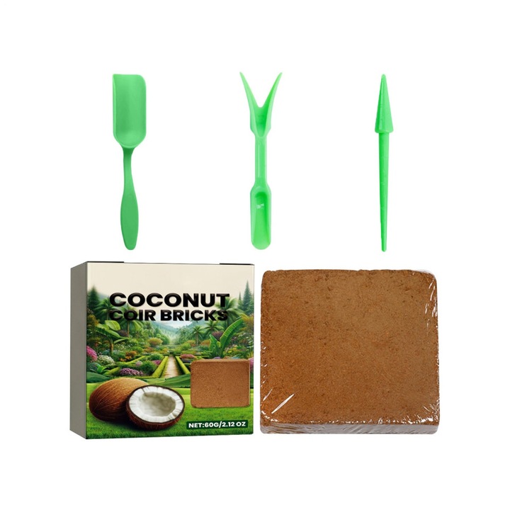 Caramizi cocos pentru gradinarit substrat aerat retinere umiditate 10x20x5cm