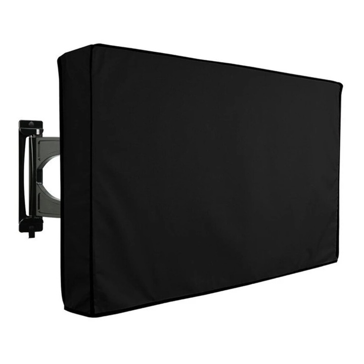 Husa protectie TV exterior 60x65 inch, negru, rezistenta la intemperii, acces cablu si telecomanda
