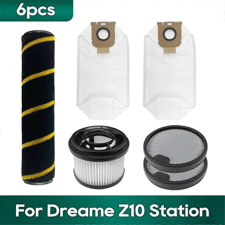 Set 6 bucati accesorii pentru aspirator robot Dreame Z10 Station, perie principala, saci de praf si filtre HEPA, Multicolor