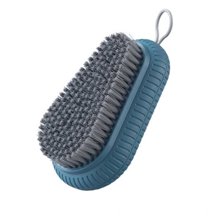 Perie de curatare din plastic, perie multifunctionala, antiderapanta, cu peri moi si fibre dure pentru frecare, albastru inchis, 1 buc