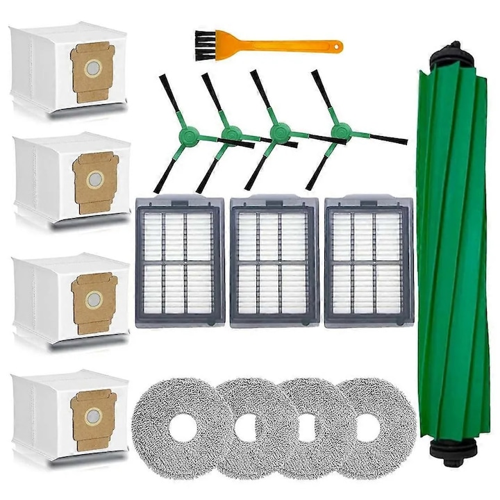 Tartozékkészlet iRobot Roomba 405 Combo/505 Combo készülékhez, 1 központi kefe, 4 oldalkefe, 3 HEPA szűrő, 4 felmosó kendő, 4 porzsák, tisztítókefe, Többszínű, 1 szett