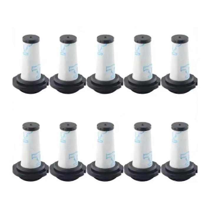 Filtru pentru aspirator ZR009010, filtru de inlocuire compatibil cu Rowenta X-Force Flex 9.60 / X-Nano, hepa si plasa de filtrare, ABS, Alb/Negru, 10 bucati