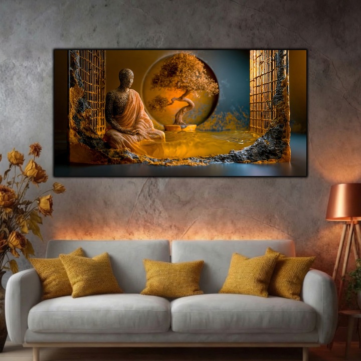 Tablou Living Modern pe Sticla Securizata - 120x60 cm - Print UV Ultra Clar - Cel care Priveste
