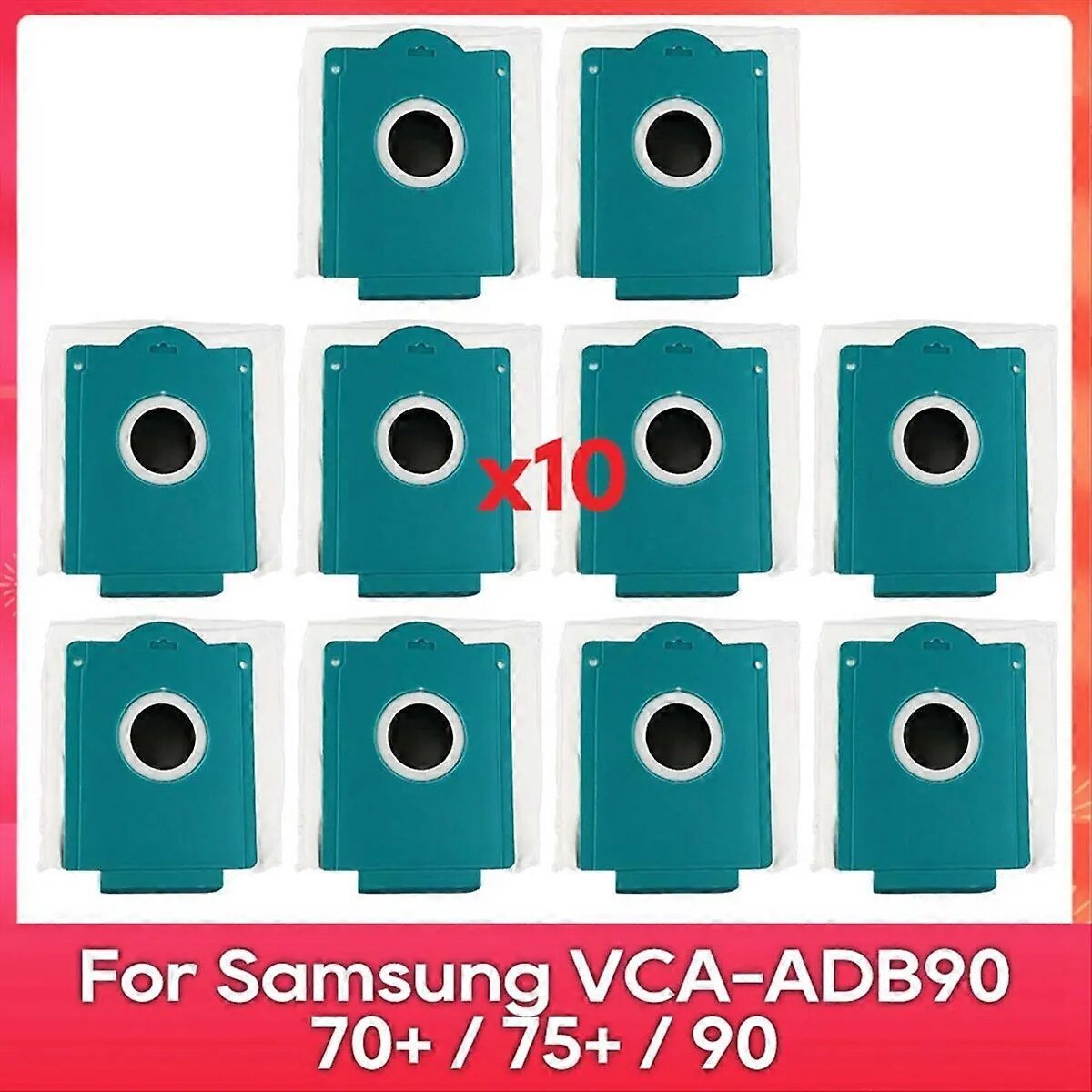 Set 10 bucati, Pungi pentru aspirator compatibile cu Samsung VCA-ADB90/70+/75+/90, din material netesut, de unica folosinta, Turcoaz