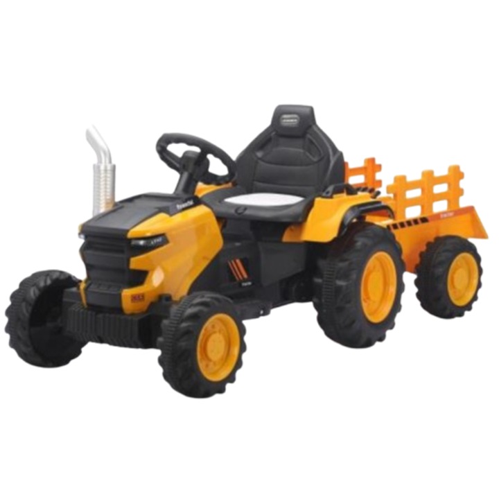 Elektromos traktor, gyerekeknek, távirányítóval, SÁRGA