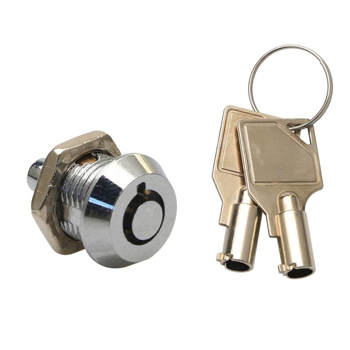 Miniatűr cső alakú zár kulcsokkal, 10mm, szekrényhez, fekete