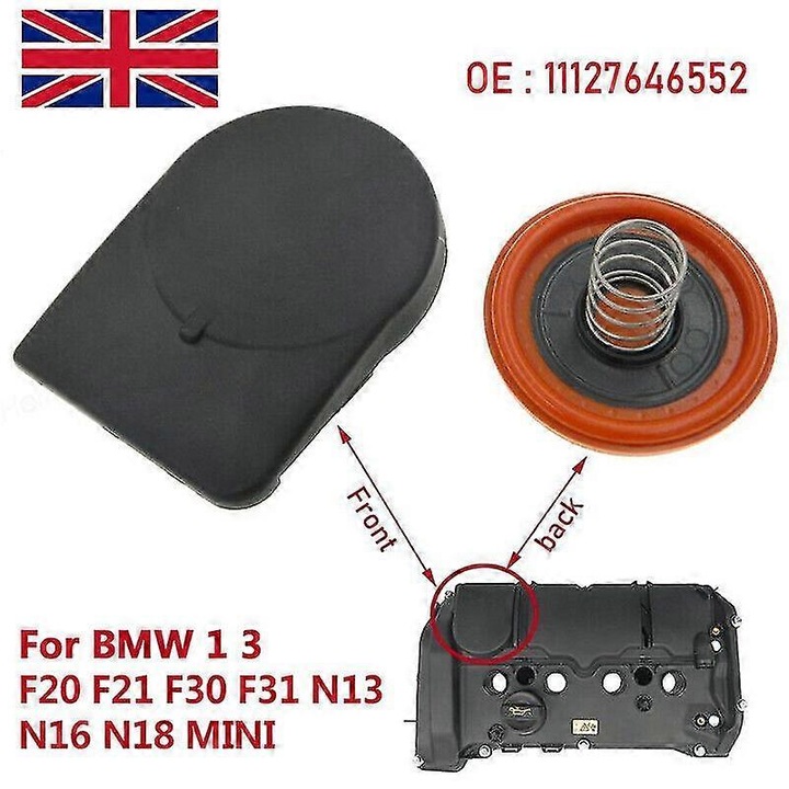 Membrana PCV ventilatie carter, OE 11127646552, Compatibil cu BMW 1/3 F20 F21 F30 F31, pentru motoare N13/N16/N18, MINI, Negru/portocaliu, 1 buc