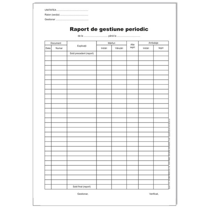 Raport de gestiune periodic, NB_HRT, A4, 100 file, alb-negru