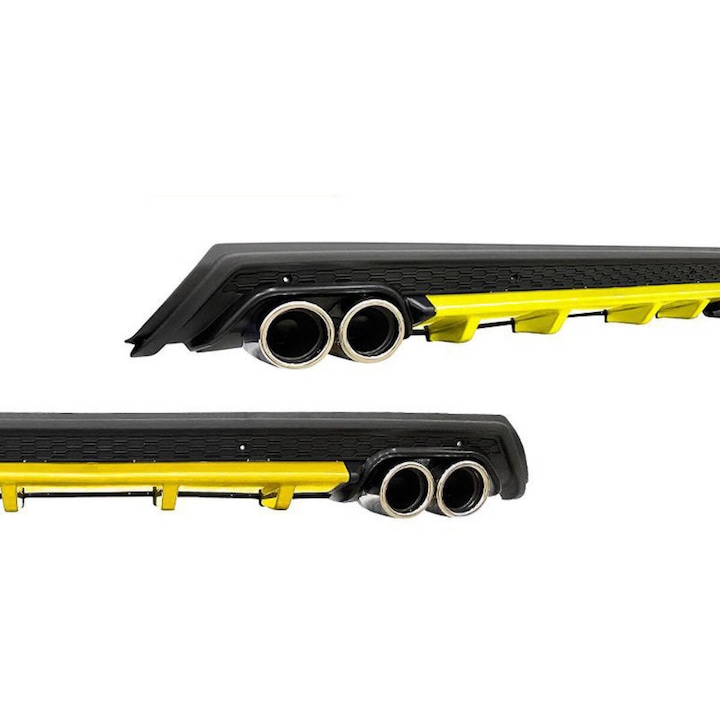 Ford Mondeo MK4 2007-2014 VW Polo Mk5 2009-2020 és Renault Clio 4 2012-2019 Diffúzor Sárga Színű ABS Műanyag 122x12x12 Hátsó Lökhárító Stílus Kiegészítő