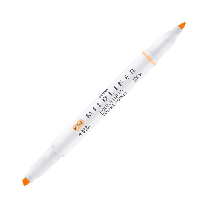 Текст Zebra маркер Mildliner Fluorescent, двоен, оранжев