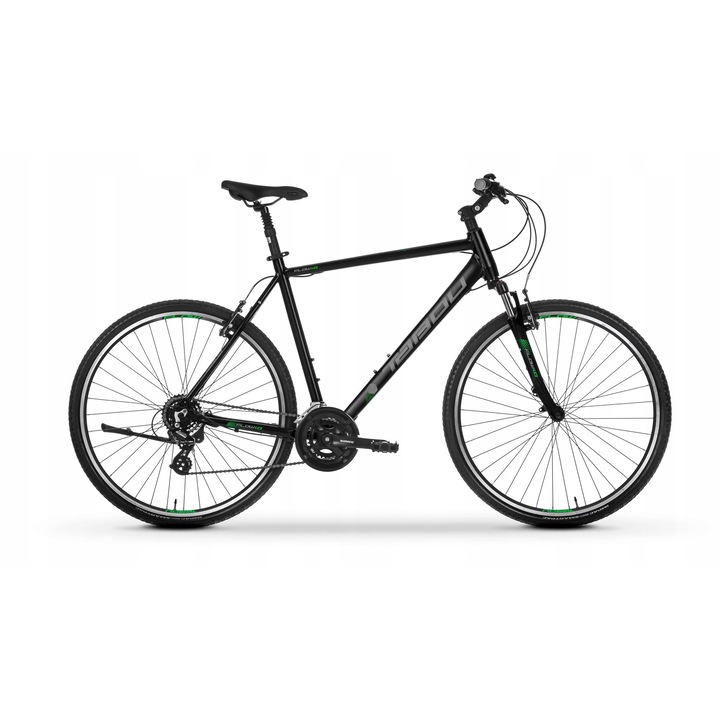 TABOU Flow 1.0 cross kerékpár, 23" hydroforming alumínium váz, 28" kerekek, Shimano Altus 2x7 (14 sebesség), Zoom 50 mm rugózás, fekete/zöld