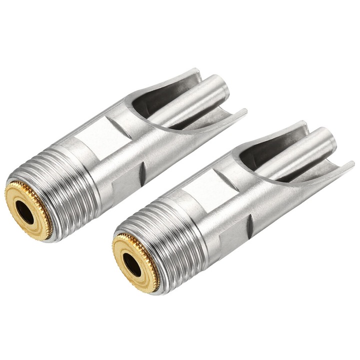 2 darabos készlet, önitató nippel sertéseknek és baromfiknak, automata rozsdamentes acél nippel, réz kalappal és kacsa csőr típusú szeleppel, 1/2 inch PT menet, ezüst