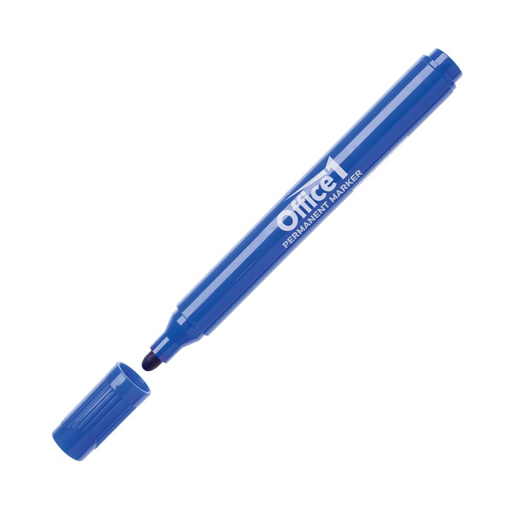 Office 1 tartós marker, kerek hegyű, kék