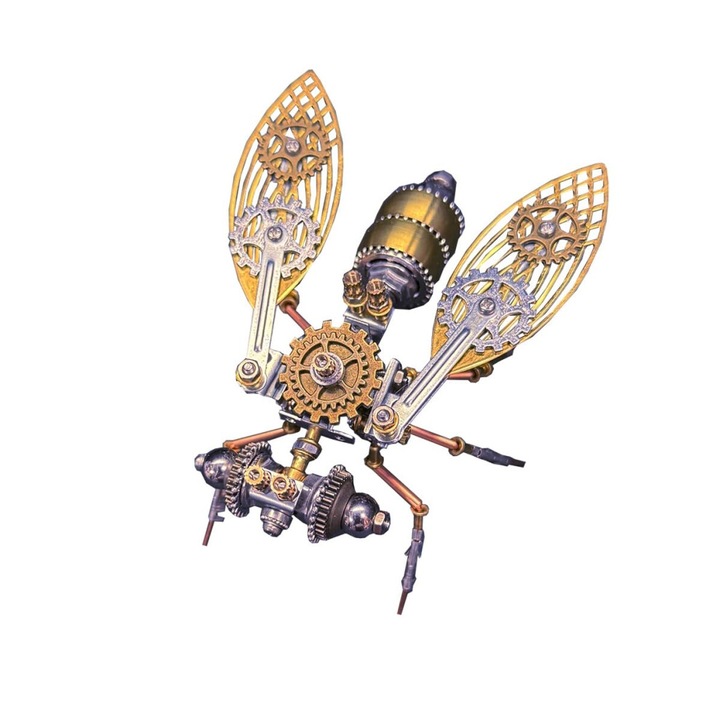 Kit model 3D metalic, Fly B Version, puzzle 3D steampunk, mecanic DIY, pentru adulti, Multicolor, 165 piese