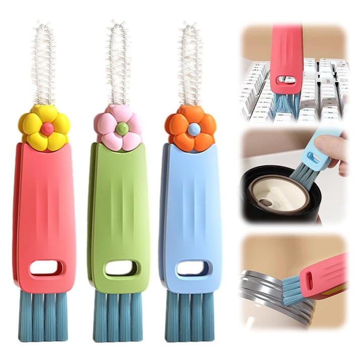 Set 3 in 1 perii pentru curatare capace pahare multicolor, marime standard