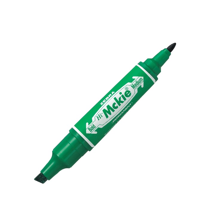 Перманентен маркер Zebra Hi-Mckie, двоен, 2-4 mm, зелен