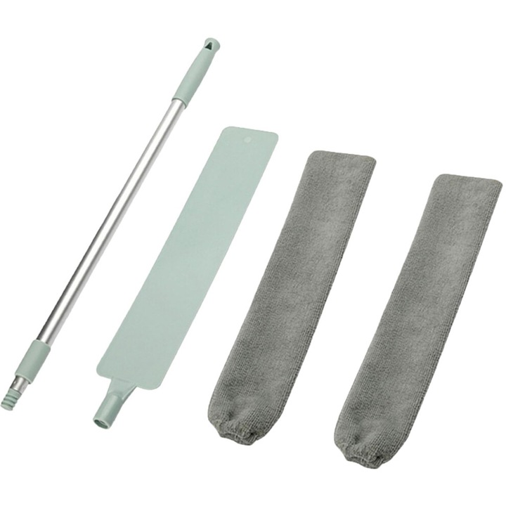 Perie retractabila microfibra flexibila, maner telescopic, negru, cap lavabil