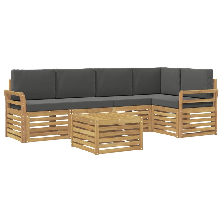 Set de canapele de exterior 6 pcs vidaXL, Alb si antracit