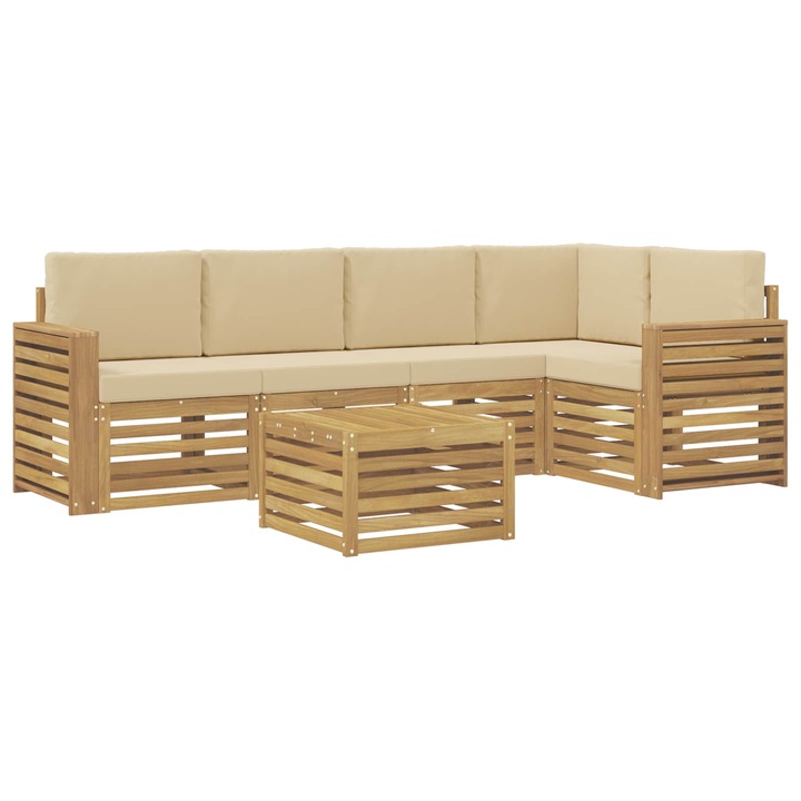 Set de canapele de exterior 6 pcs vidaXL, Alb si Bej 59 x 59 x 37 cm