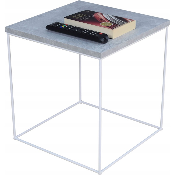 Масичка за кафе FutuStal 40x40x43см бял мат светъл бетон