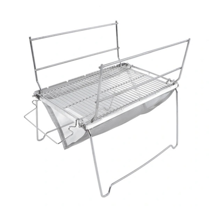 Gratar camping portabil inox pliabil set argintiu 30x30cm