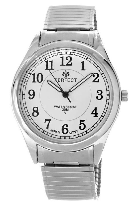 Мъжки часовник Perfect X409-01 метален сребрист бял 40x47x8.5mm