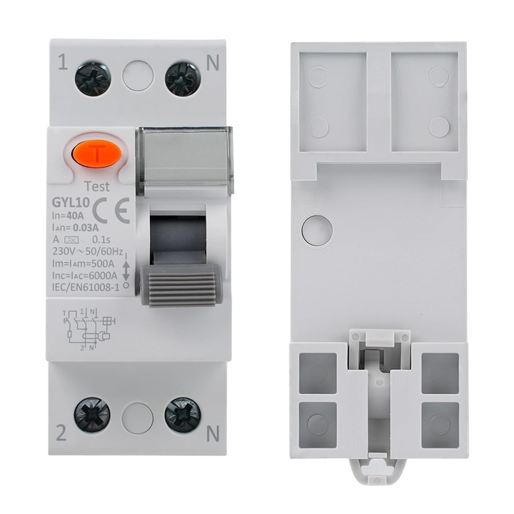 Disjunctor Diferential Monofazat Jadeshay GYL10, 2P 40A 30mA, Siguranta Automata de Tip A pentru Protectie Scurgere Curent si Electrocutare, Montaj Sina DIN