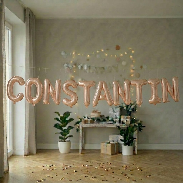 Метализирани фолиеви балони, Flippy, Комплект CONSTANTIN, Хелий или Въздух, Включена сламка, 40 см, Розово злато