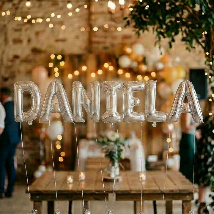 Метализирани фолиеви балони, комплект DANIELA, хелий или въздух, включена сламка, 40 см, сребрист, Damur