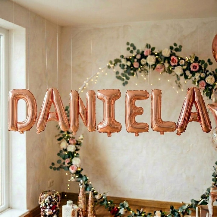 Метализирани фолиеви балони, комплект DANIELA, хелий или въздух, включена сламка, 40 см, розово злато, Damur