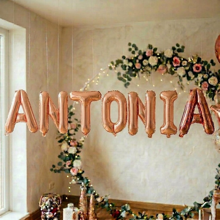 Метализирани фолиеви балони, комплект ANTONIA, хелий или въздух, включена сламка, 40 см, розово злато, Damur