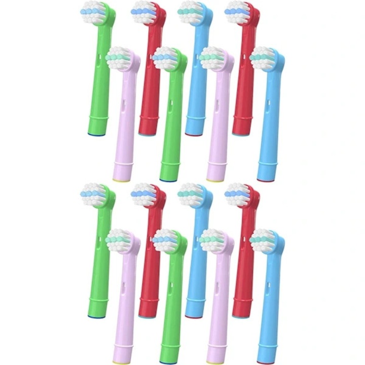 Set 16 capete periuta dinti copii compatibile Oral B, alb