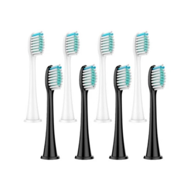 Set 8 bucati, capete periuta electrica compatibile Philips Sonicare Series 3/6/9, T300/T500, din plastic, pentru curatare profunda, Negru/Alb
