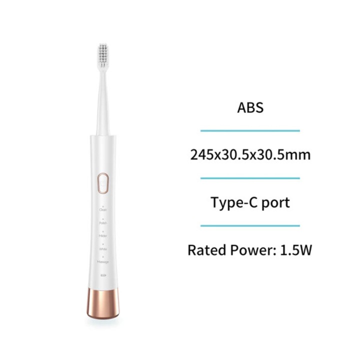 Periuta electrica Unico ST5140, 5 moduri, 800 mAh, incarcare Type‑C, alb cu rose gold
