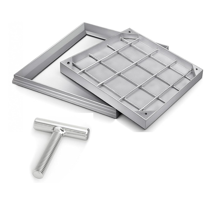 Capac de canalizare / vizitare placabil din aluminiu, 400x400x55 mm, model incastrabil, rezistent la coroziune, capacitate de incarcare pana la 3 tone, pentru utilizare la interior si exterior