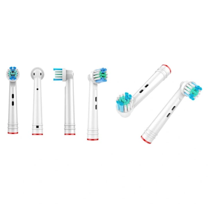 Capete pentru periuta electrica Nordic Quality compatibile Oral-B, cap rotund, fara parfum, Alb, 4 bucati