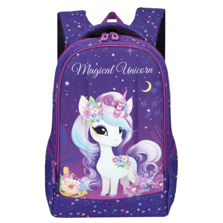 Ghiozdan scoala ergonomic S-Cool 40 x 29 x 14 cm - Motiv Magical unicorn, SC3318