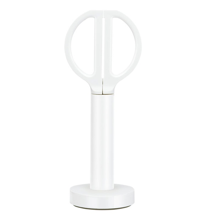 Foarfeca cu suport Deli NUSIGN 18cm, alb, lame din otel inoxidabil, manere ergonomice