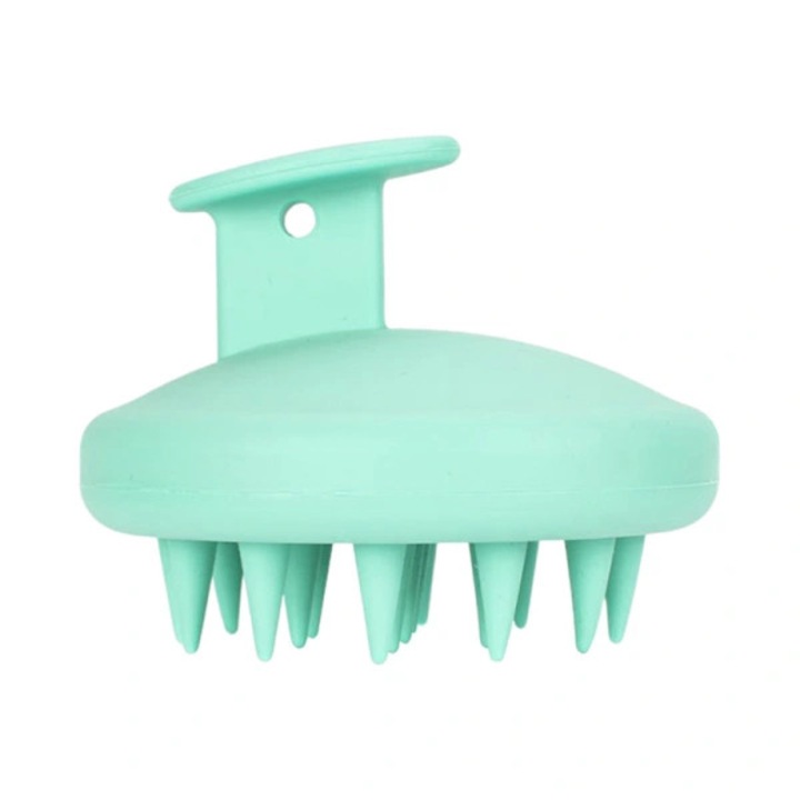 Perie de masaj pentru scalp, perie pentru sampon din silicon, impermeabila si flexibila, stimuleaza circulatia scalpului si favorizeaza cresterea parului, Verde menta, 1 buc