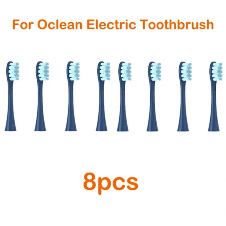 Capete de inlocuire pentru periuta electrica, compatibile Oclean Flow/X/X Pro/Z1/F1/One/Air 2/SE, peri DuPont moi, sonic, albastru inchis, 8 bucati