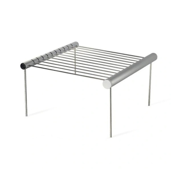 Gratar portabil de camping, mini gratar din otel inoxidabil 304, pliabil si demontabil, compact pentru drumetii si gradina, argintiu, 300x205x170 mm, 566 g, 1 buc
