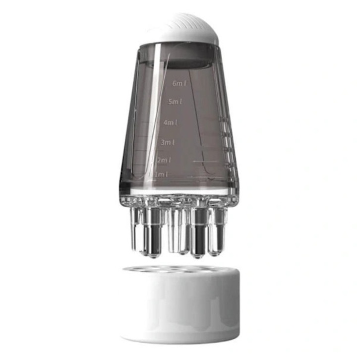 Aplicator ulei pentru scalp, perie mini pentru masaj, cu dinti pentru aplicare precisa si uniforma, transparent/alb, 6ml