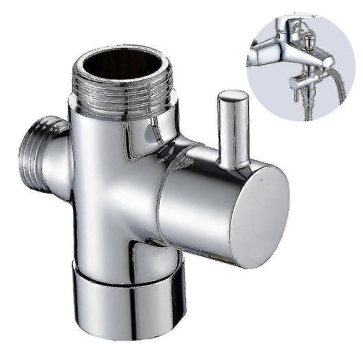 3 utas terelő szelep (váltószelep) sárgarézből, krómozott felülettel, G1/2 (20 mm) menet, karos kapcsolás, kádhoz/zuhanyhoz, 1 db